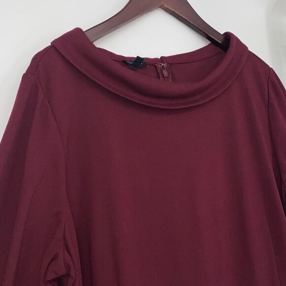 Talbots Audrey Mock Neck Ponte Jersey A-Line Dress 3/4 Sleeve Wine Sz 18WP - Picture 4 of 12